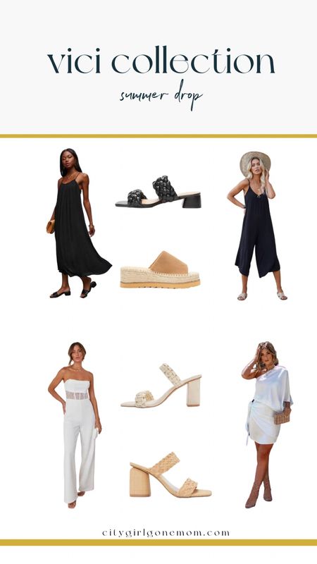 vici collection summer drop! white dress, black dress, black jumpsuit, black dress all in size small, paired with cute shoes I wore in size 8 // use code CITYGIRLGONEMOM 

#LTKshoecrush #LTKstyletip #LTKunder100