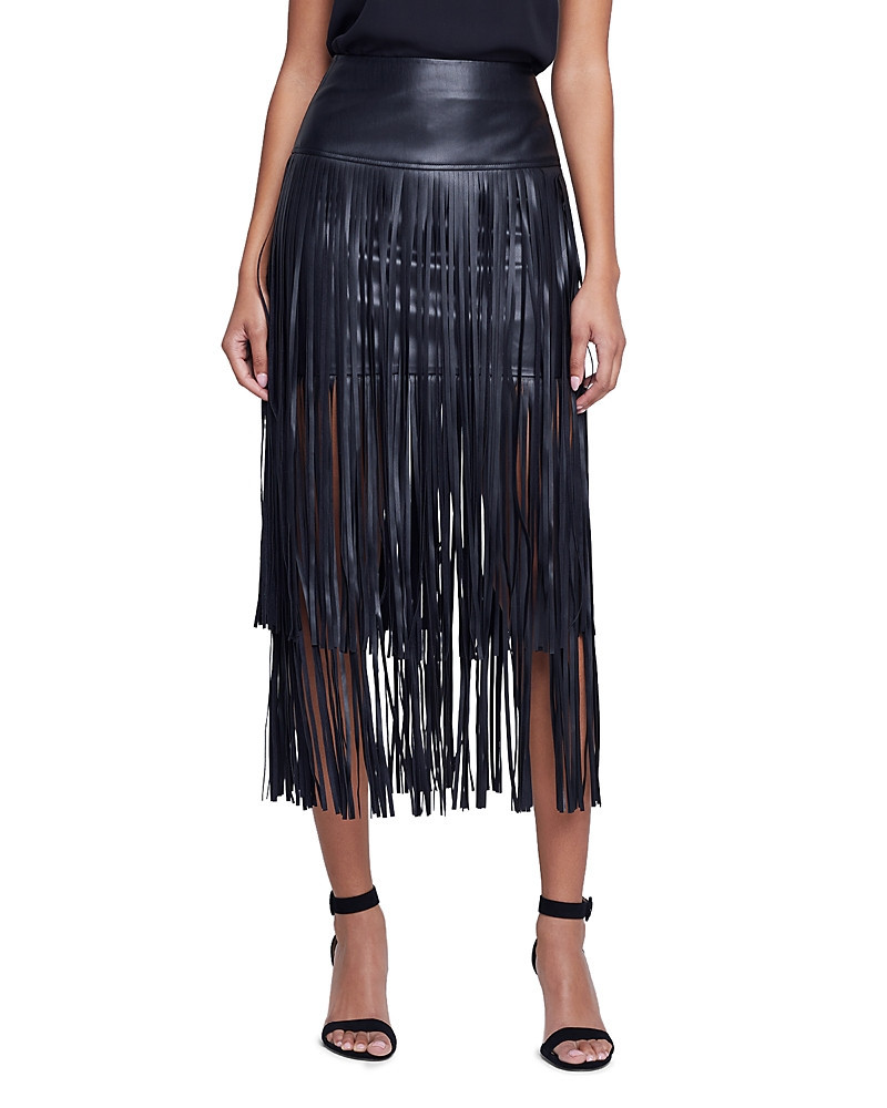 L'Agence Karolina Tiered Fringe Midi Skirt | Bloomingdale's (US)