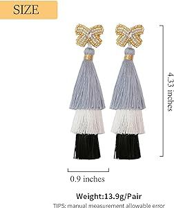 Fashion Tassel Dangle Earrings for Women Boho Holiday Festive Earrings Colorful Tiered tassel Ear... | Amazon (US)