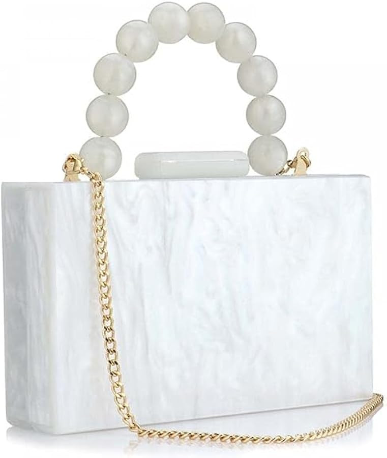 YOUSIS Acrylic Purses Evening Clutch Bag Marbling Handbags for Women Cross Body Bag with Pearl Ch... | Amazon (UK)