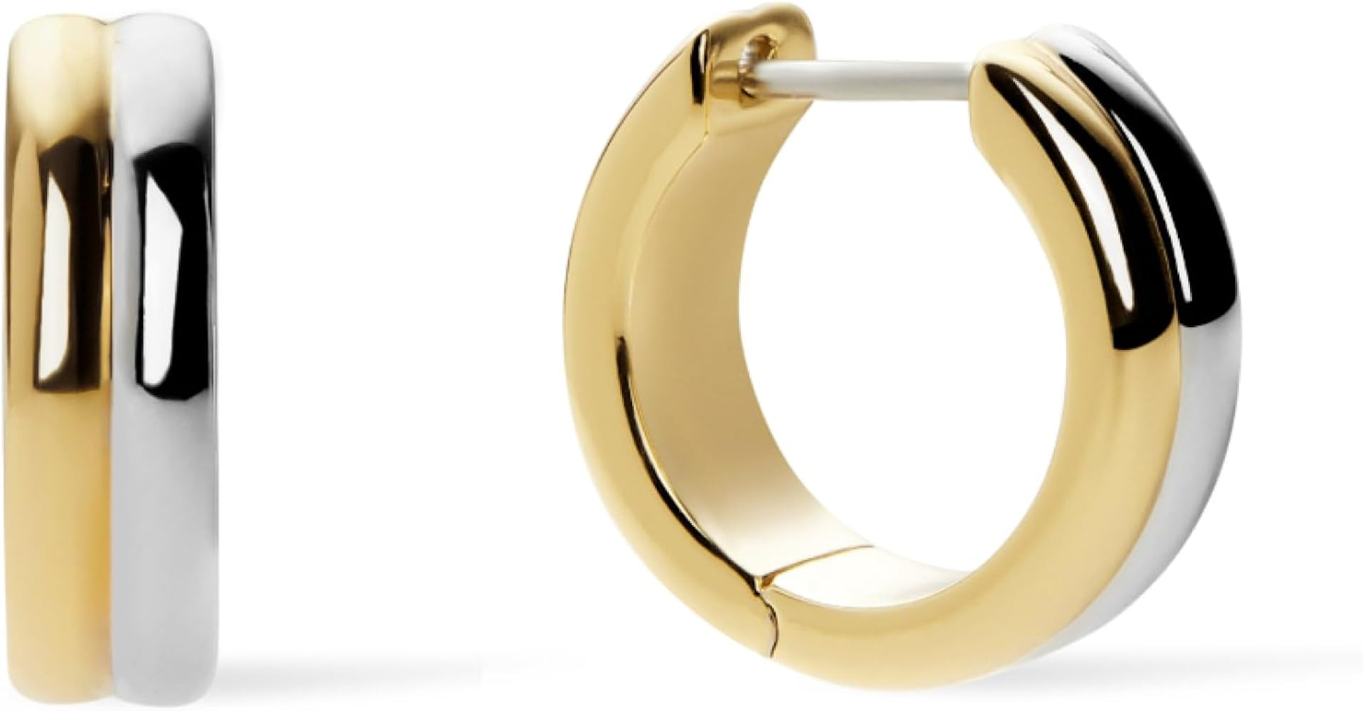 Ana Luisa Asher Small Huggie Hoop Earrings for Women - 14K Gold Plated, Silver Rhodium Plated and... | Amazon (US)