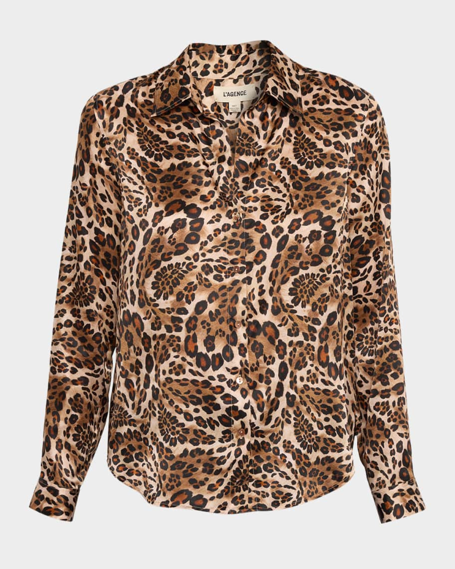 L'Agence Tyler Printed Long-Sleeve Silk Blouse | Neiman Marcus
