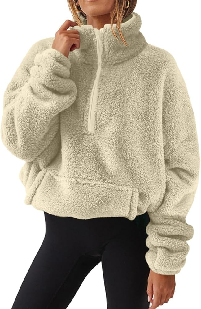 lcziwo Womens Half Zip Sweatshirt Oversized Soft Warm Long Sleeve Fuzzy Sweater Fall Winter Sweat... | Amazon (CA)