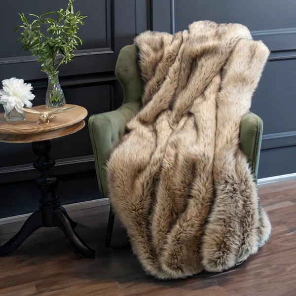 Thomas Collection® Desert Wolf Faux Fur Throw Blanket Assorted Sizes | Wayfair North America