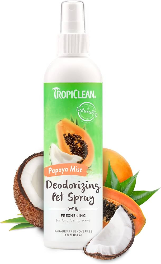 TropiClean Papaya Dog Perfume Spray Long Lasting | Naturally Derived Odor Removing Dog Deodorizin... | Amazon (US)