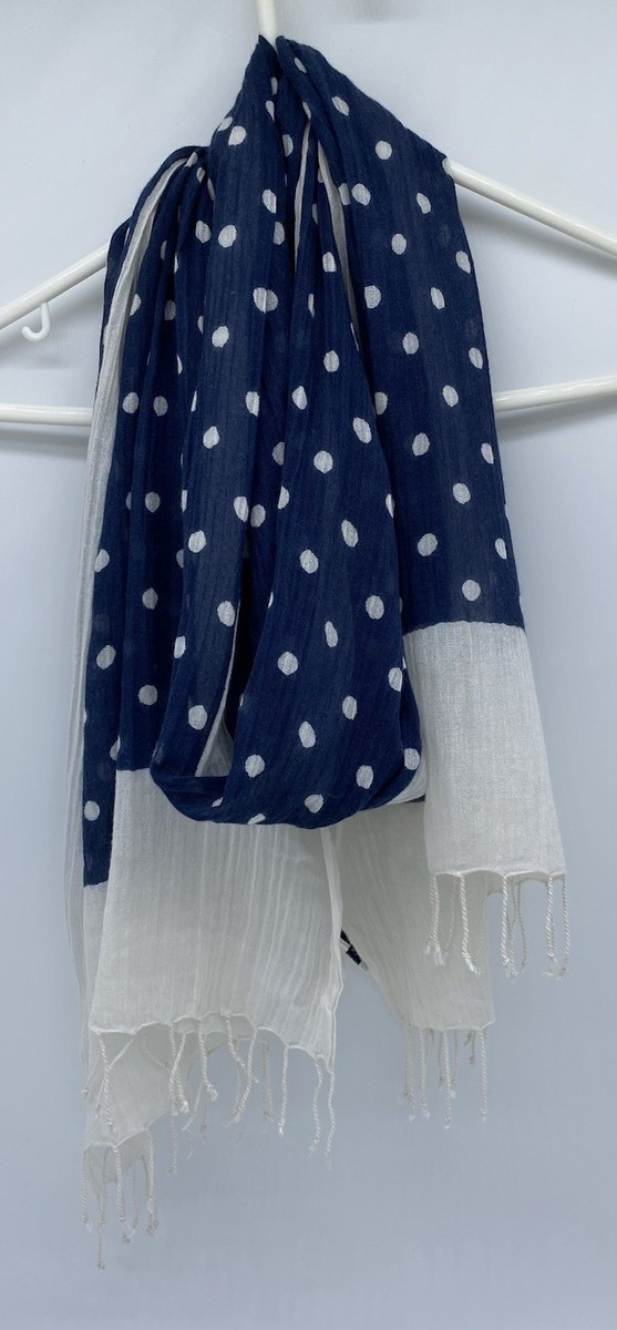 Banana Republic Light Weight Scarf Blue With White Polka Dots | eBay US