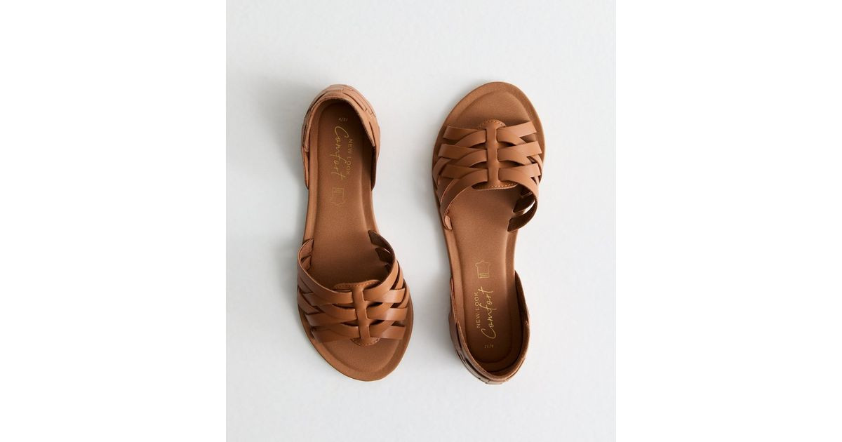 Tan Leather-Look Two Part Sandals | New Look | New Look (UK)
