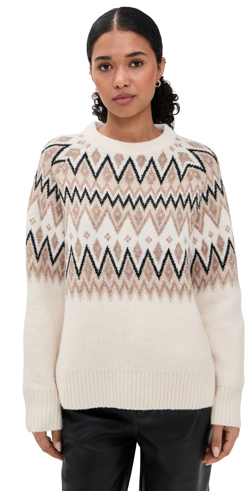 LE BOP Fair Isle Oversized Pullover Ivory Multi XL | Shopbop