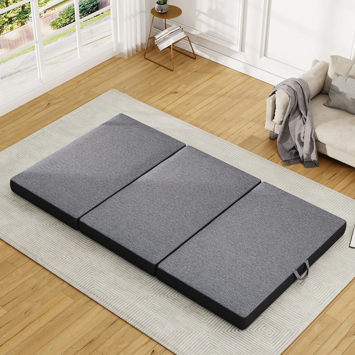 Tri-fold 6'' Memory Foam Mattress, Foldable Futon Floor Mattress Pad in a Box Extra Support, Port... | Wayfair North America