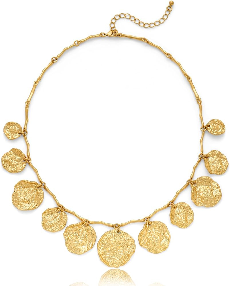 CLASSYZINT Gold Heart Necklace for Women Sun Coin Puff Heart Pendant Necklace Summer Necklace Jew... | Amazon (US)