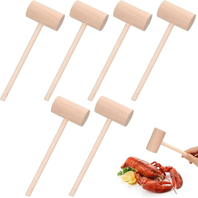 6 Pcs Wooden Hammers, Wooden Seafood Mallets, Wood Crab Lobster Shellfish Hammers for Seafood, Nu... | Amazon (US)