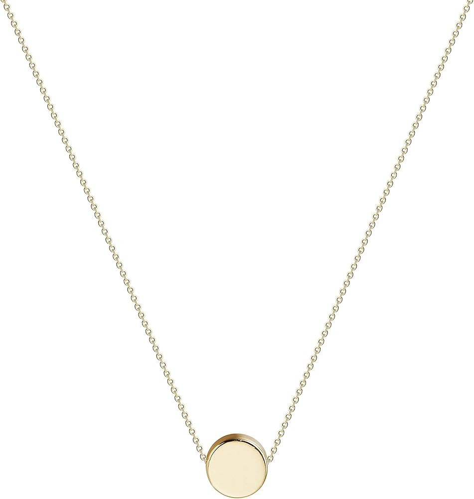 Valloey Rover Tiny Dot Pendant Necklace,Dainty 14K Gold Plated Sterling Silver Round Dot Circle C... | Amazon (US)