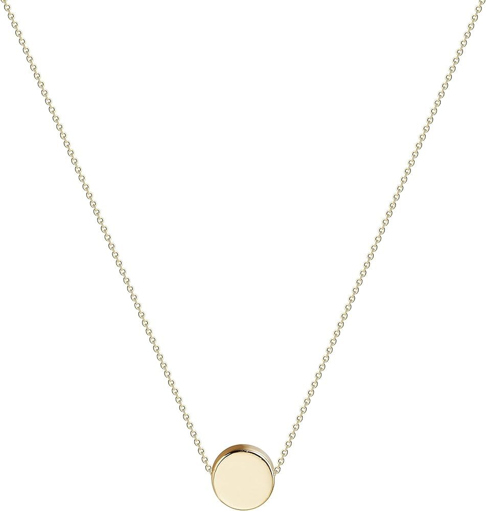 Valloey Rover Tiny Dot Pendant Necklace,Dainty 14K Gold Plated Sterling Silver Round Dot Circle C... | Amazon (US)