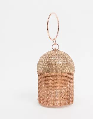 ASOS DESIGN rose gold rhinestone fringe sphere bag | ASOS US