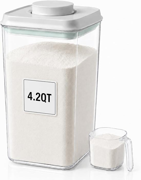 POP Airtight Flour-Rice Food-Storage Container - 4L/4.2Qt Jar with Lid and 3.3Oz Scoop | BPA-Free... | Amazon (US)