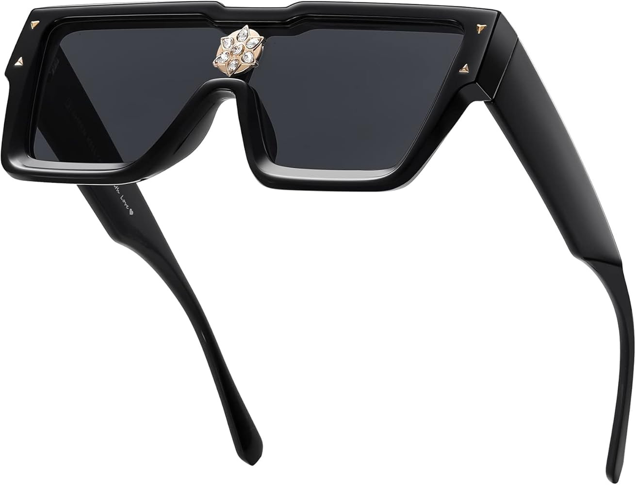 SHEEN KELLY Trendy Square Sunglasses for Women Men Fashion Thick Flat Top Black Shades Diamond Ey... | Amazon (US)