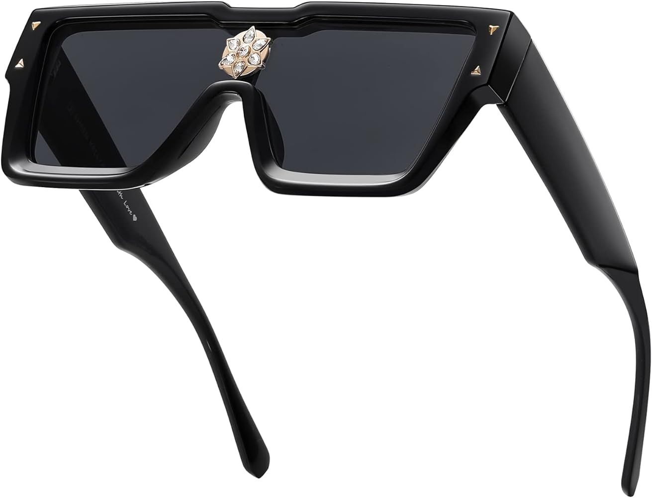 SHEEN KELLY Trendy Square Sunglasses for Women Men Fashion Thick Flat Top Black Shades Diamond Ey... | Amazon (US)