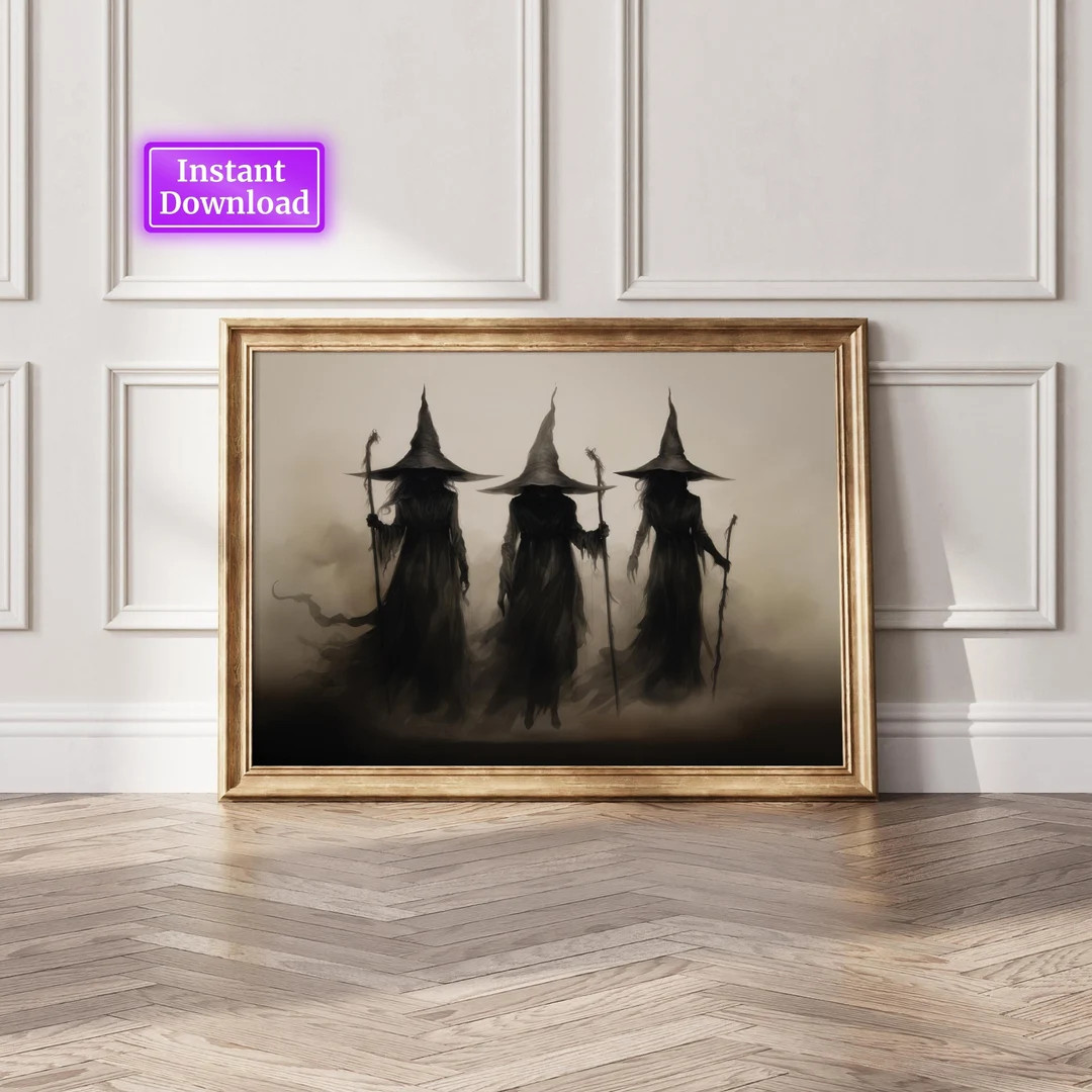 Witchy Decor Halloween Wall Art Printable Vintage Witch - Etsy | Etsy (US)