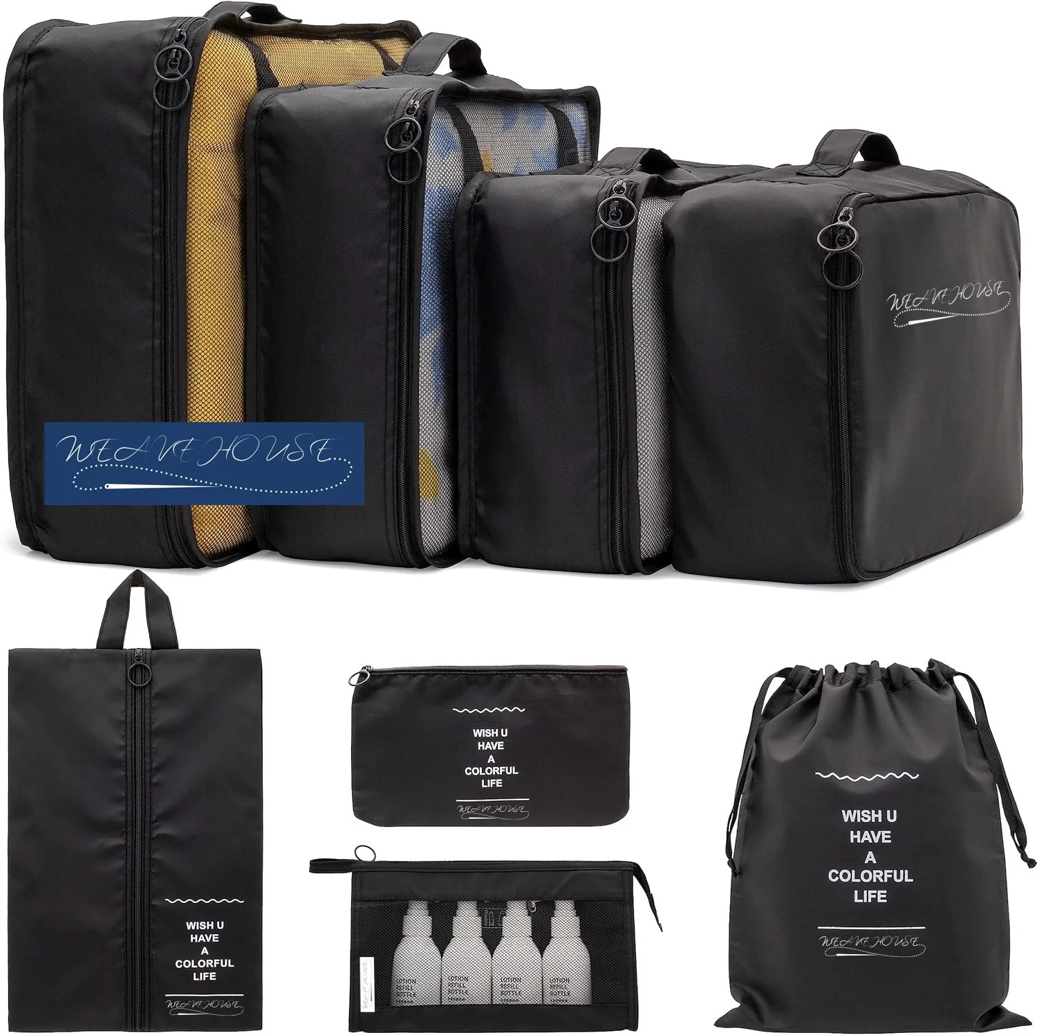 Weavehouse Travel Packing Cubes 8 Pcs Set, Luggage Packing Organizers with Shoe Bag and Toiletry ... | Walmart (US)