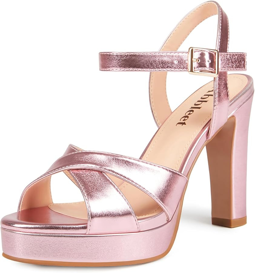 Platform High Heels for Women Strappy Chunky Heels Sandals for Women Open Toe Block Heeled Sandal... | Amazon (US)