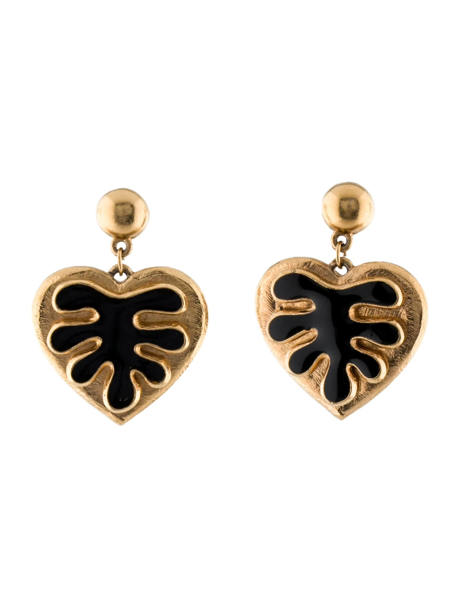 Vintage Enamel Heart Drop Earrings | The RealReal
