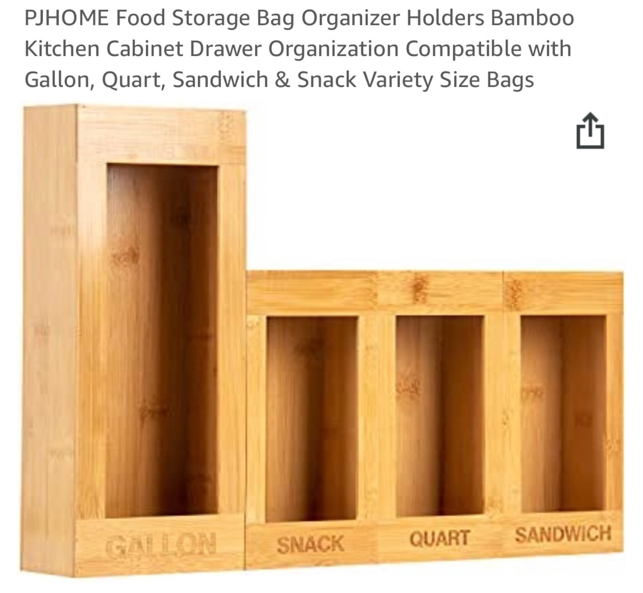 PJHOME Food Storage Bag Organizer Holders Bamboo Kitchen Cabinet Drawer Organization Compatible with Gallon, Quart, Sandwich & Snack Variety Size Bags#LTKGiftGuide

#LTKunder50 #LTKhome
