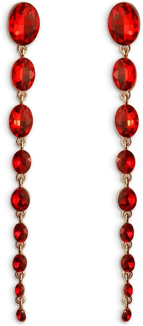 Agriajun Long Crystal Beaded Tassel Teardrop Dangle Chain Earrings for Women - Big Boho Extravaga... | Amazon (US)