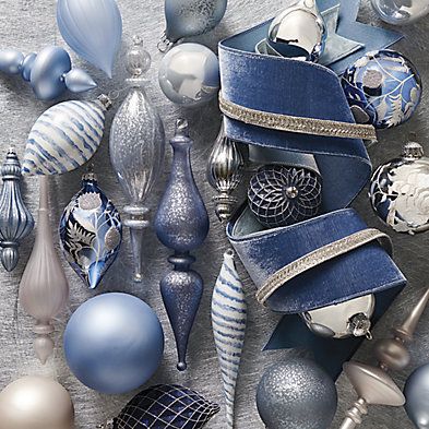 Frosted French Blue Ornament Collection | Frontgate | Frontgate