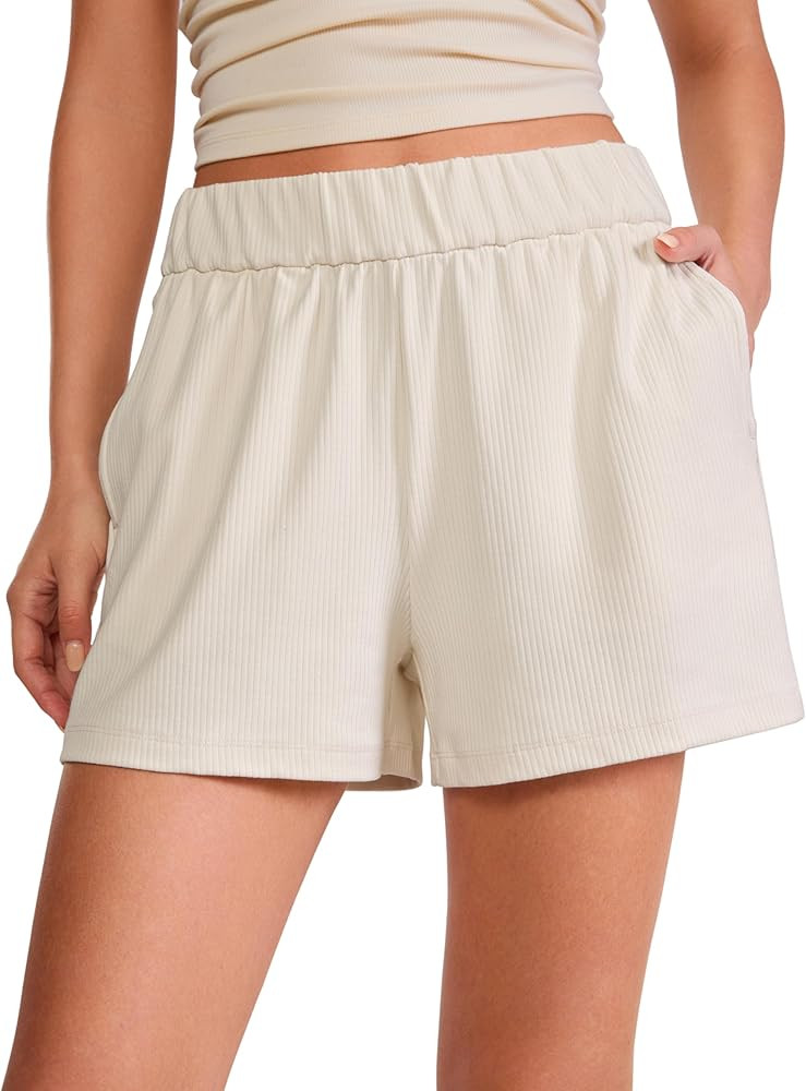 CRZ YOGA Comfy Ribbed Sweat Shorts for Women High Waisted Lyocell for Casual Lounge Athletic Jers... | Amazon (US)