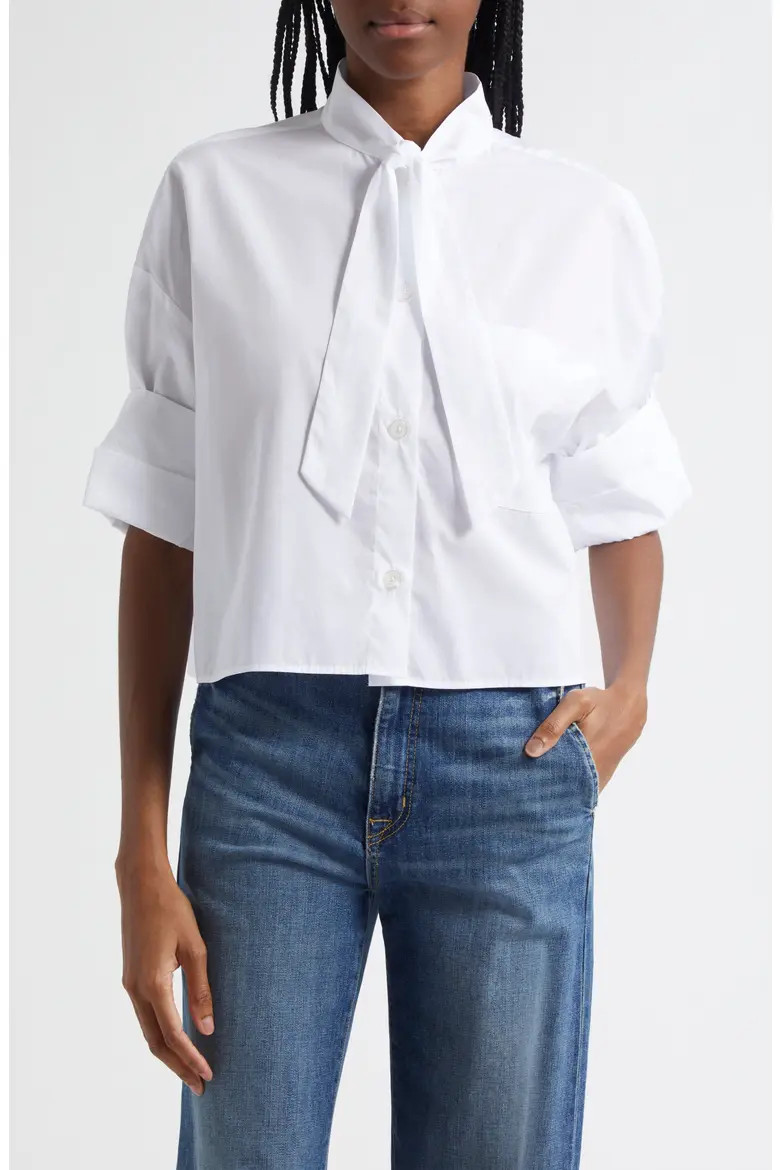 TWP Next Ex Tie Neck Crop Shirt (Women) | Nordstrom | Nordstrom