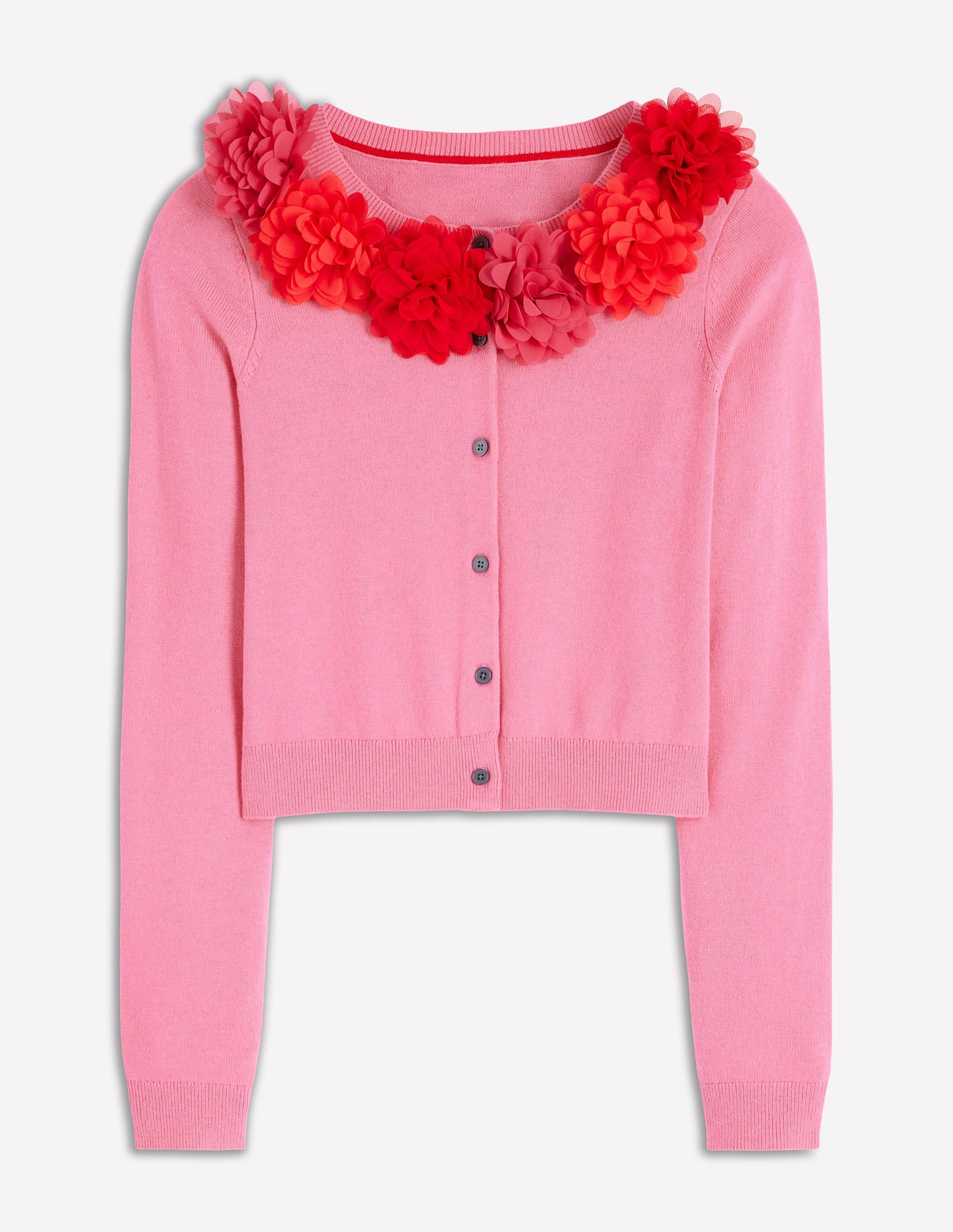 Crew Neck Cropped Cardigan-Pink Ribbon | Boden (US)