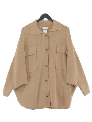Zara Women's Cardigan S Tan Polyester with Polyamide, Wool Collared Cardigan  | eBay | eBay UK