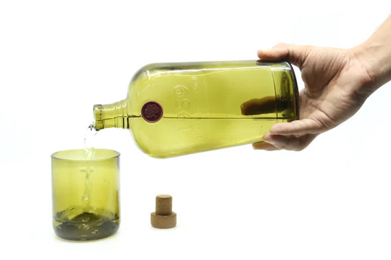 Up-cycled Whiskey Bottle Water Flask  Carafe  Jug Set With - Etsy Canada | Etsy (CAD)