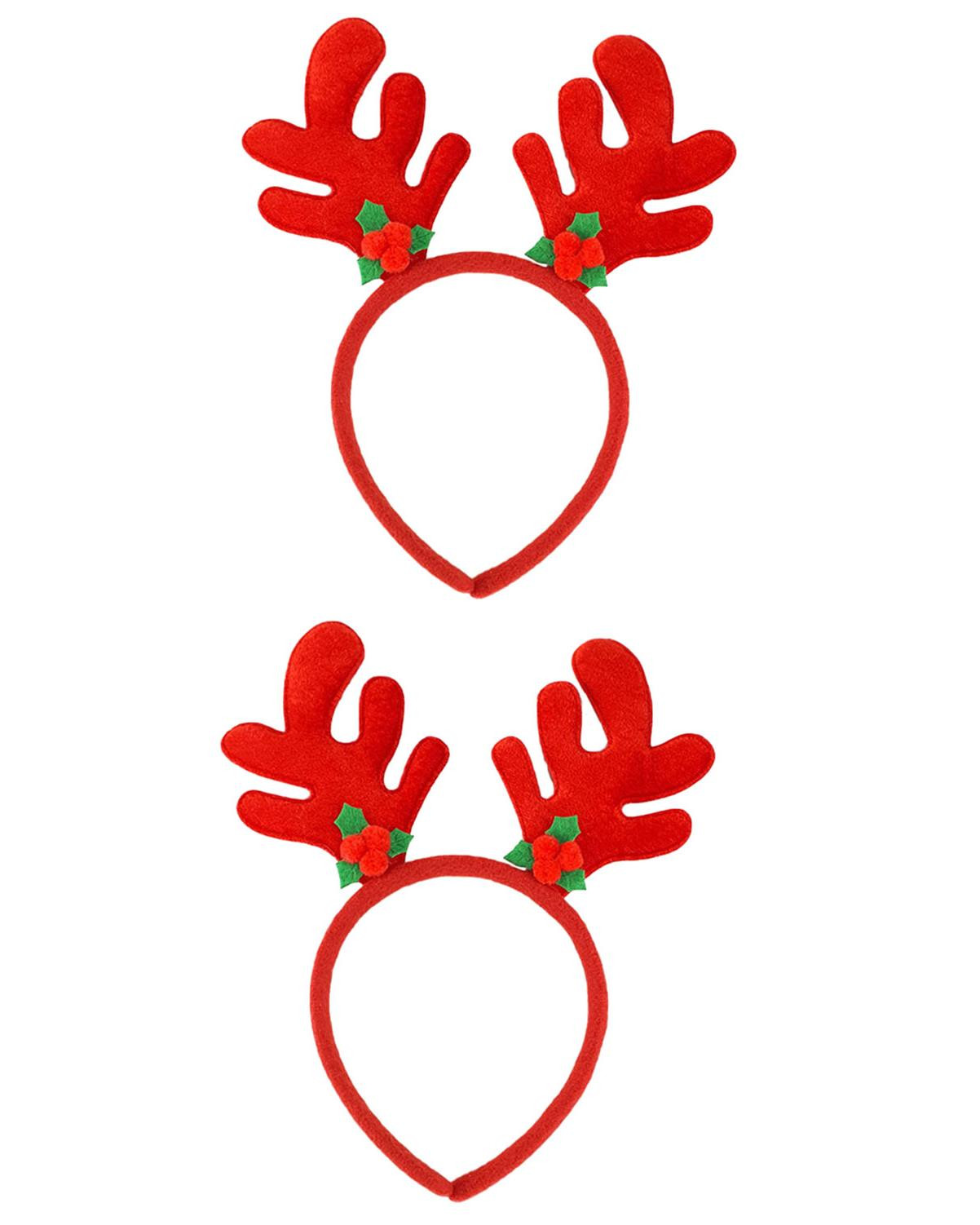 Red Reindeer Headband Christmas Headbands for Holiday Parties Favors Set of 2, Red Reindeer Set o... | Walmart (US)