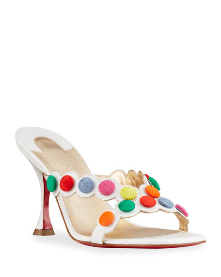 Christian Louboutin Smarta Pompom Red Sole Sandals | Neiman Marcus
