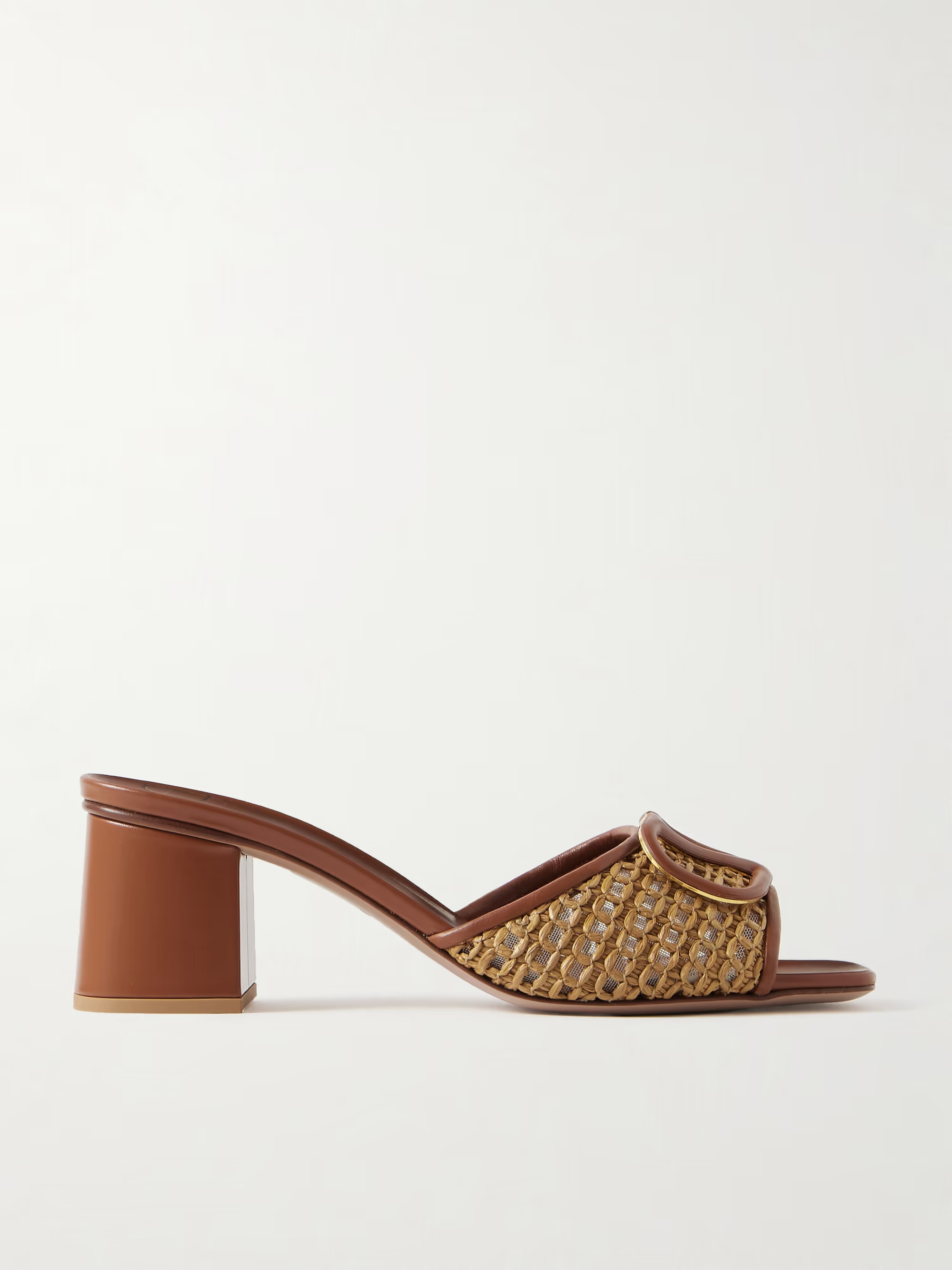 VLOGO 60 embellished raffia and leather mules | NET-A-PORTER (US)