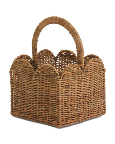 11.75in Rattan Scalloped Caddy Basket | TJ Maxx