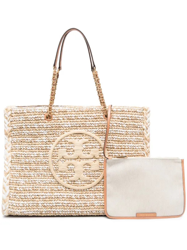 Ella logo-embroidered raffia tote bag | Farfetch Global
