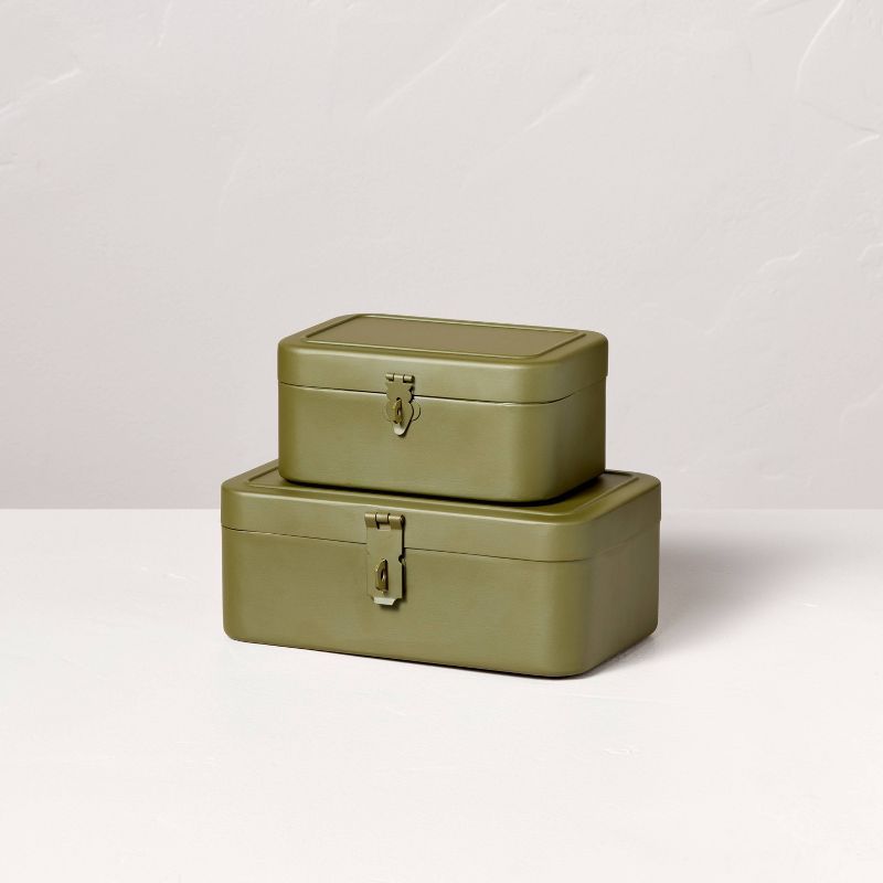 Decorative Metal Storage Box Green - Hearth & Hand™ with Magnolia | Target