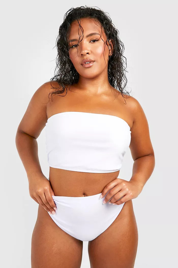 Plus Essentials Longline Bandeau Bikini Top | boohoo (US & Canada)