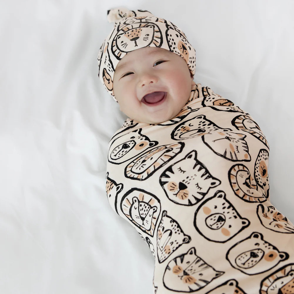 Lions, Tigers & Bears Swaddle & Hat Set | Little Sleepies