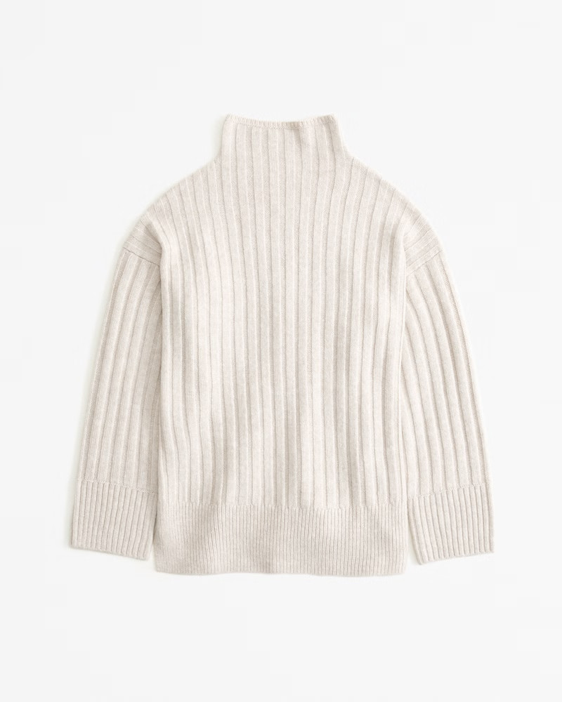 Long-Length Ribbed Funnel Neck Sweater | Abercrombie & Fitch (US)