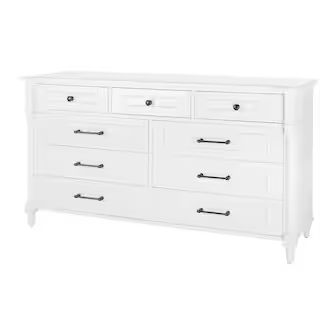 Home Decorators Collection Bellmore White 9-Drawer Dresser (66 in. W x 20 in. D x 35.75 H)-HD-001... | The Home Depot