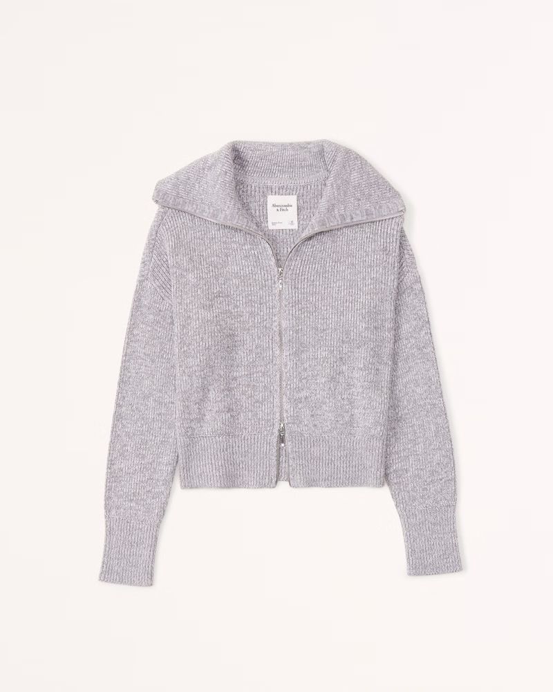 Women's Double Zip Ribbed Cardigan | Women's Tops | Abercrombie.com | Abercrombie & Fitch (US)
