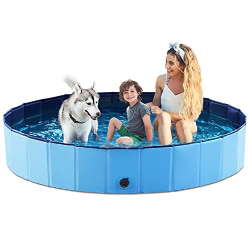 Jasonwell Foldable Dog Pool Collapsible Hard Plastic Dog Swimming Pool Portable Kiddie Pool Pet Pool Doggie Wading Pool Bath Tub for Puppy Small Medium Large Dogs Cats and Kids 79" | Amazon (US)