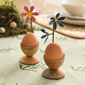 Easter Wooden Floral Egg Cups (Set of 2) | West Elm (US)