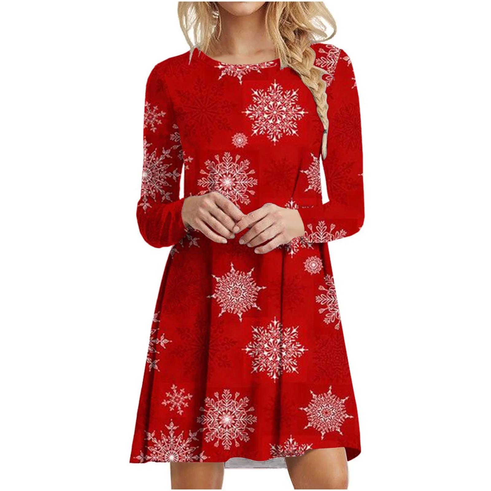 Christmas Dresses for Women Plus Size Women's Fashion Christmas Christmas Tree Print Long Sleeve ... | Walmart (US)