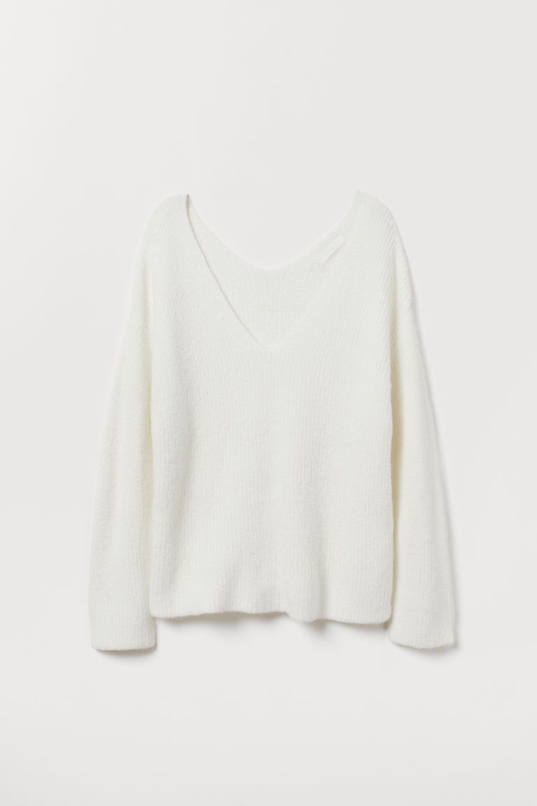 H & M - V-neck Sweater - White | H&M (US + CA)