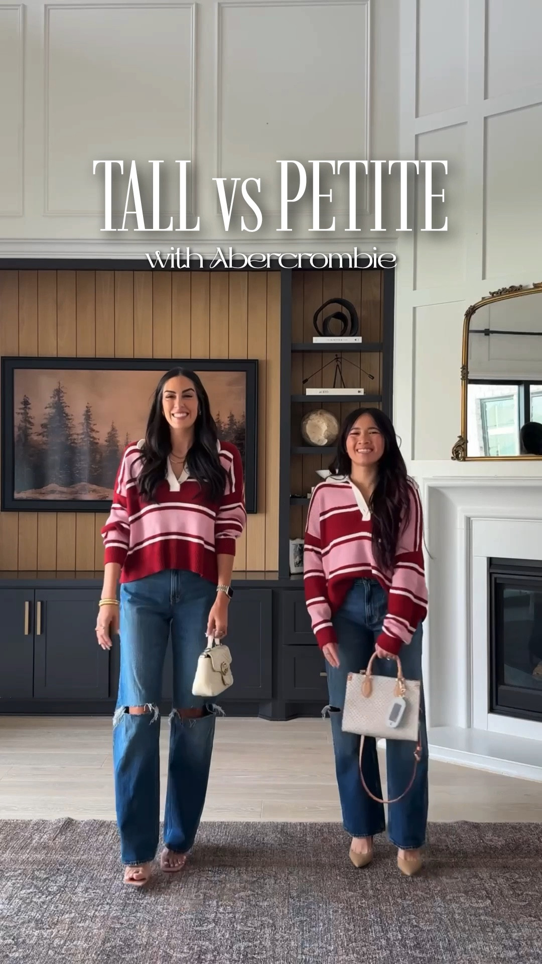  Outfit 1
Annie- Cardigan Small & Jeans 26 Petite
Margret- Cardigan Small & Jeans 26 Tall 

⭐️Outfit 2
Annie- Dress Small Petite
Margret- Dress Small Tall

⭐️ Outfit 3
Annie- Top Small & Jeans 26 Petite
Margret- Top Small & Jeans 26 Tall 

⭐️ Outfit 4
Annie- Wrap Small & Leggings Small Short Petite
Margret- Wrap Small & Leggings Small Short Petite
