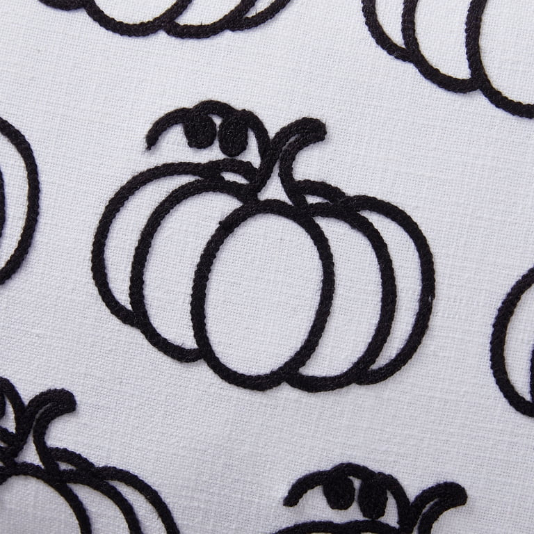 My Texas House 14" x 20" Fiona White/Black Pumpkin Cotton Halloween Decorative Pillow Cover | Walmart (US)